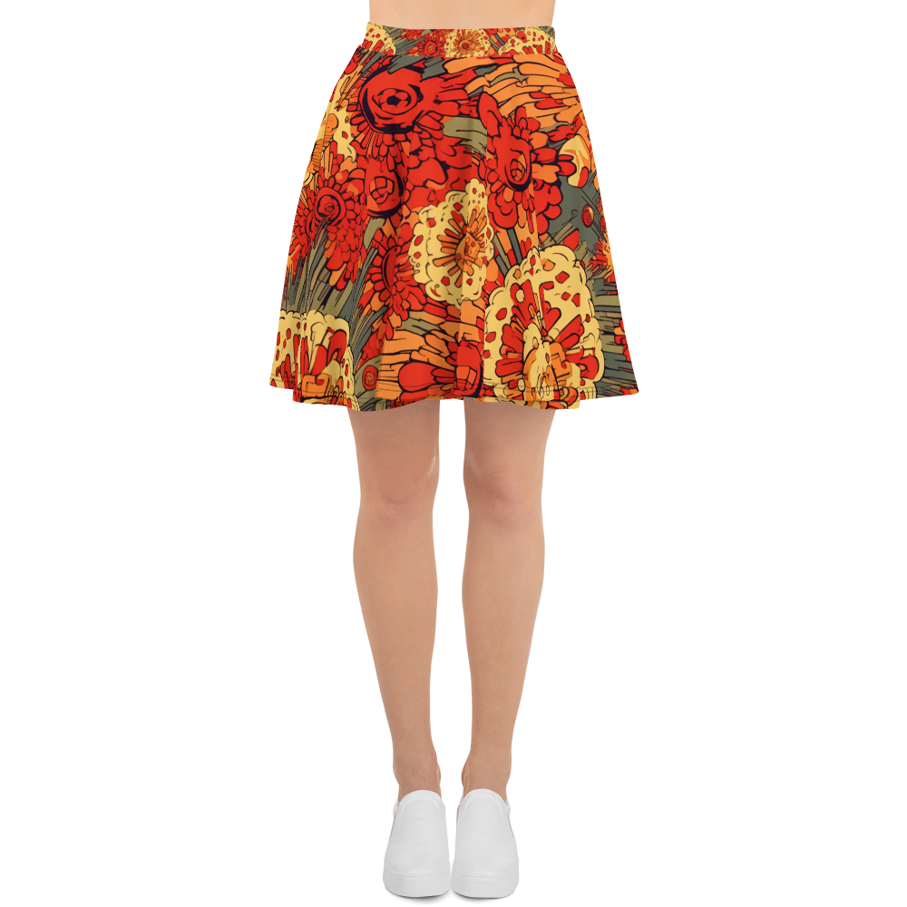 Fiery Fusion - Orange - Skater Skirt - CyberPunk.Art